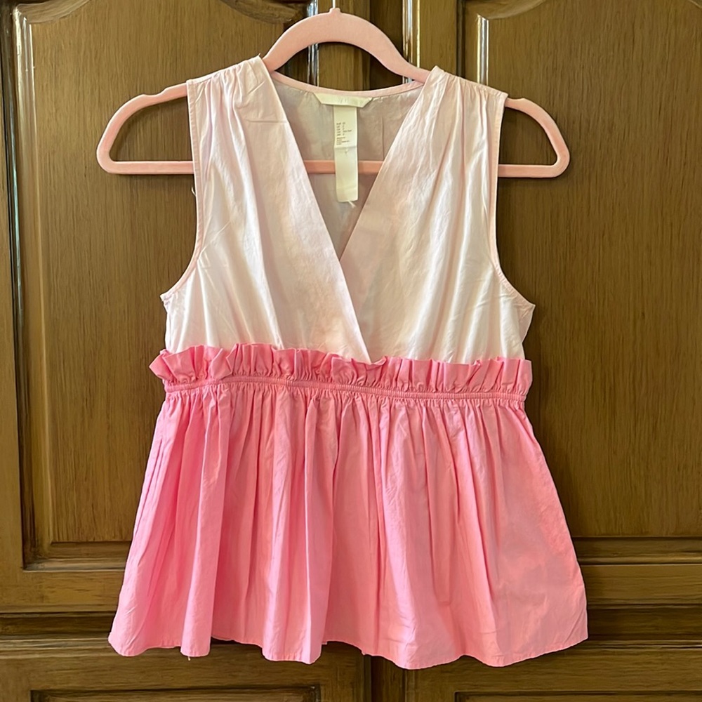 Pink peplum style cotton top